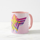 Wonder Woman Yellow Pink Comic Art Logo Tasse (VorderseiteRechts)