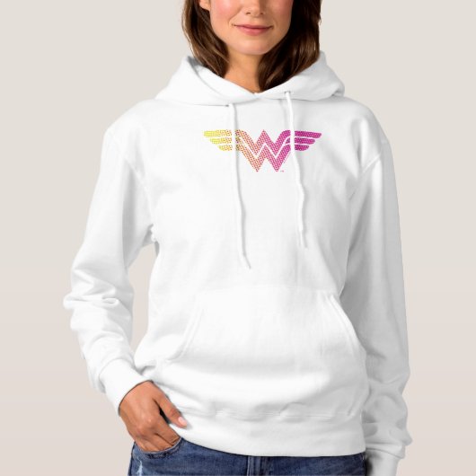 Wonder Woman Yellow Pink Halbftone Gradient Logo Hoodie (Vorderseite)