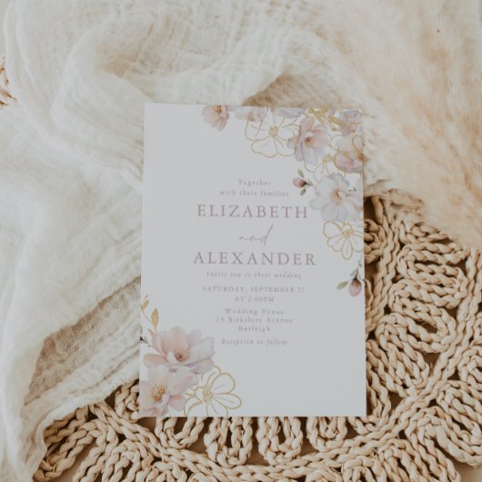 Wonderful Blush & Gold Enchanted Wedding Einladung