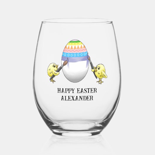 Wonderful chickens paint an Easter egg Weinglas Ohne Stiel (Vorderseite)