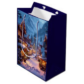 Wonderful Christmas market in a Mountain village Mittlere Geschenktüte (Vorderseite Schrägansicht)