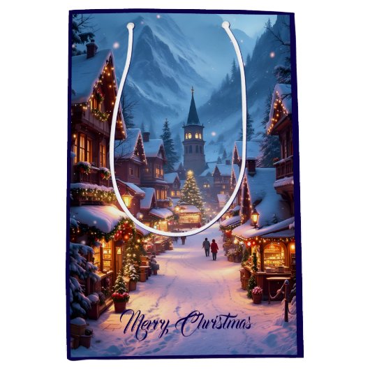 Wonderful Christmas market in a Mountain village Mittlere Geschenktüte (Vorderseite)