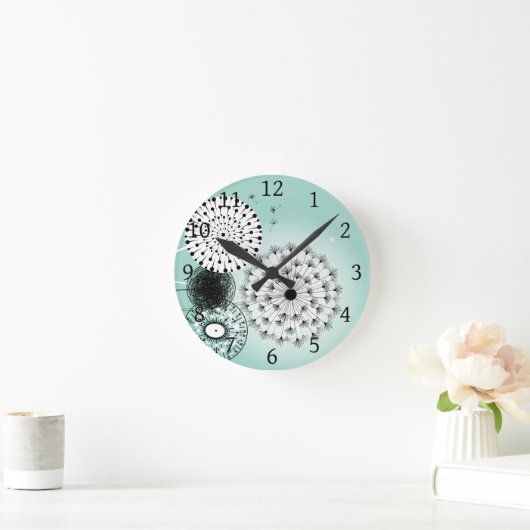 Wonderful Dandelions Blue Runde Wanduhr (Zuhause)