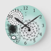 Wonderful Dandelions Blue Runde Wanduhr (Vorderseite)