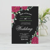 wonderful distinctive red and pink flowers wedding einladung (Stehend Vorderseite)