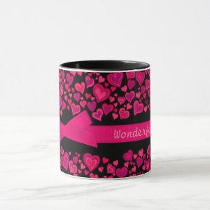 "Wonderful Ehefrau x" Herzen Rosa schwarze Tasse