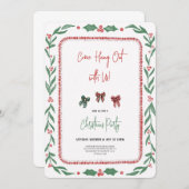 wonderful green and red christmas party invitation einladung (Vorne/Hinten)