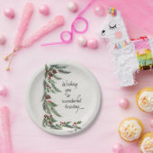 "Wonderful Holiday" Wish Green Garland Grenze Pappteller (Party)