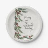 "Wonderful Holiday" Wish Green Garland Grenze Pappteller (Vorderseite)