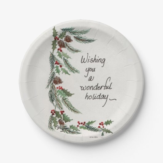"Wonderful Holiday" Wish Green Garland Grenze Pappteller (Vorderseite)