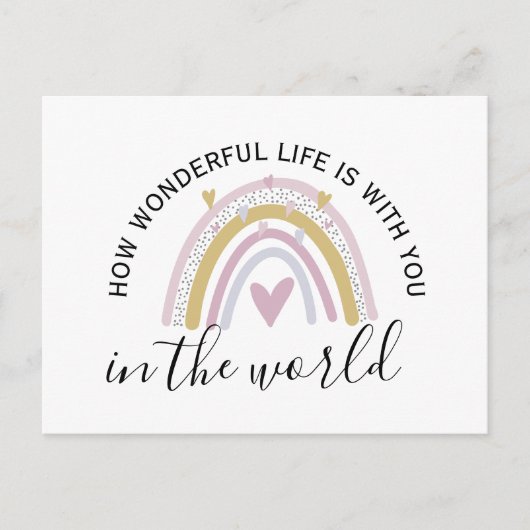 WONDERFUL LIFE positive Bestätigung Regenbogen Postkarte (Vorderseite)