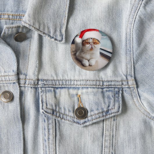 Wonderful persian cat with Santa Claus hat Button (Beispiel)