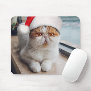 Wonderful persian cat with Santa Claus hat Mousepad