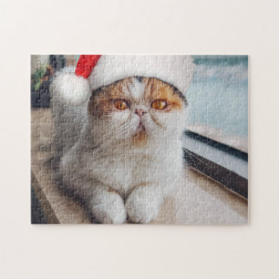 Wonderful persian cat with Santa Claus hat Puzzle