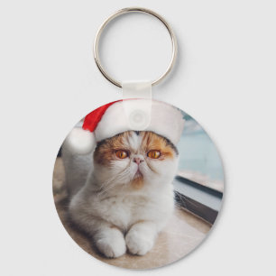 Wonderful persian cat with Santa Claus hat Schlüsselanhänger