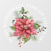 Wonderful Time, Christmas Pointsettia Fensteraufkleber (Blatt)