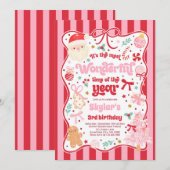 Wonderful Time Of The Year Christmas Bow Birthday Einladung (Vorne/Hinten)