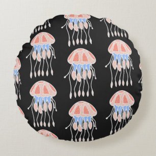 Wonderful vintage seamless pattern of jellyfish. B Rundes Kissen