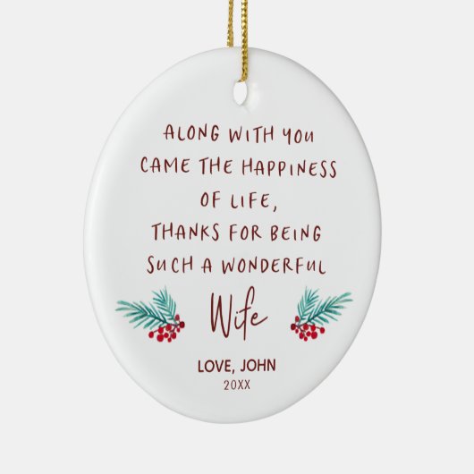Wonderful Wife Personalized Love Poem from Husband Keramik Ornament (Rechts)
