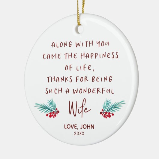Wonderful Wife Personalized Love Poem from Husband Keramik Ornament (Links)