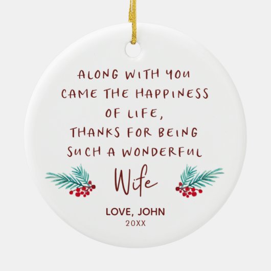 Wonderful Wife Personalized Love Poem from Husband Keramik Ornament (Hinten)