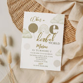 Wonderful World Neutral First Birthday Invitation Einladung
