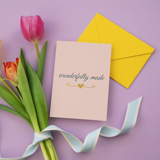 Wonderfully Made Christian Valentine Card – Pink Karte