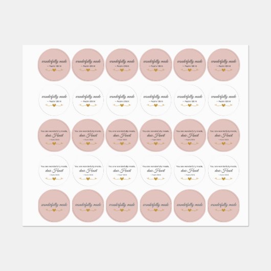 Wonderfully Made Psalm 139:14 Christian Labels Etiketten (Blatt)