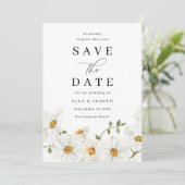 Wondering White Spring Floral Wedding Save The Date (Stehend Vorderseite)