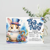 Wonderland Adventure Tee Party Babydusche Einladung (Stehend Vorderseite)