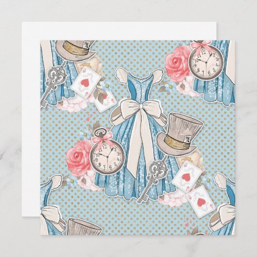 Wonderland Alice Einladung (Vorne/Hinten)