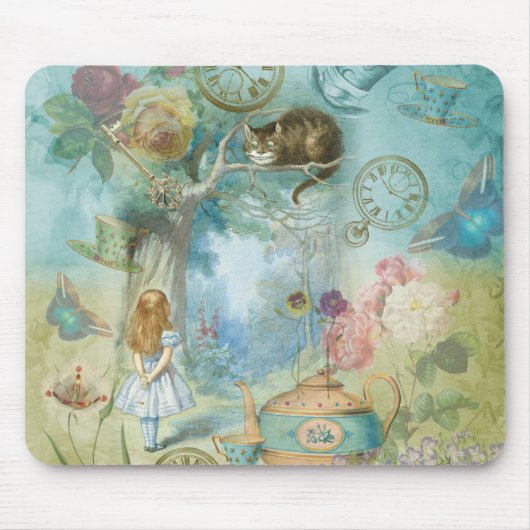 Wonderland - Alice im Wunderland Collage Mousepad (Vorne)