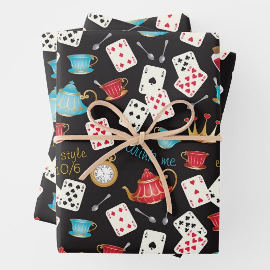 Wonderland Alice Pattern Wrapping Paper Geschenkpapier Set (Beispiel)