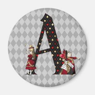 Wonderland Alice & Queen of Hearts Letter A Magnet