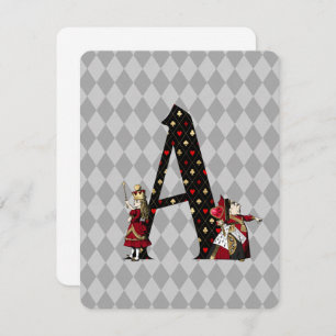 Wonderland Alice & Queen of Hearts Letter A Mitteilungskarte