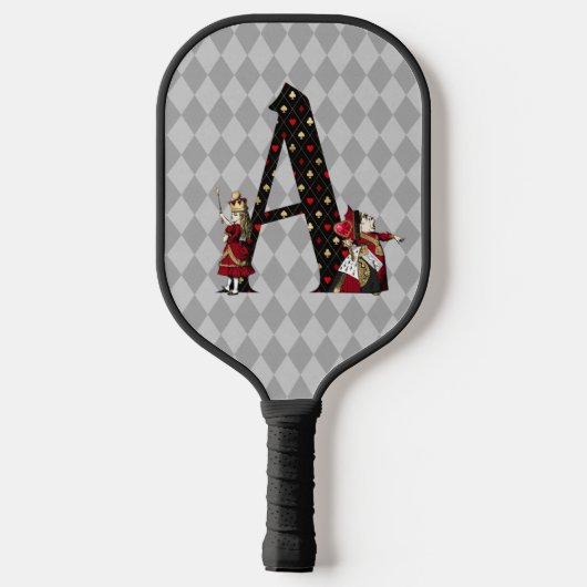 Wonderland Alice & Queen of Hearts Letter A Pickleball Schläger (Rückseite)