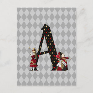Wonderland Alice & Queen of Hearts Letter A Postkarte