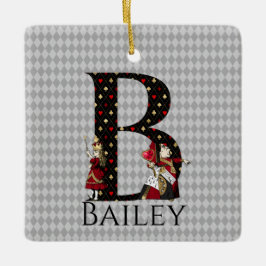 Wonderland Alice & Queen of Hearts Letter B Keramikornament