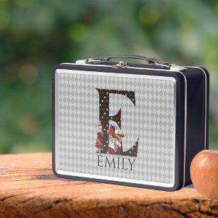 Wonderland Alice & Queen of Hearts Letter E Metall Brotdose