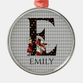 Wonderland Alice & Queen of Hearts Letter E Ornament Aus Metall