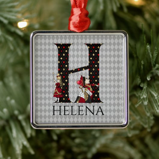 Wonderland Alice & Queen of Hearts Letter H Ornament Aus Metall (Baum)