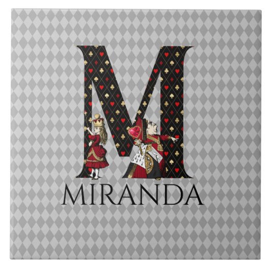 Wonderland Alice & Queen of Hearts Letter M Fliese (Vorderseite)