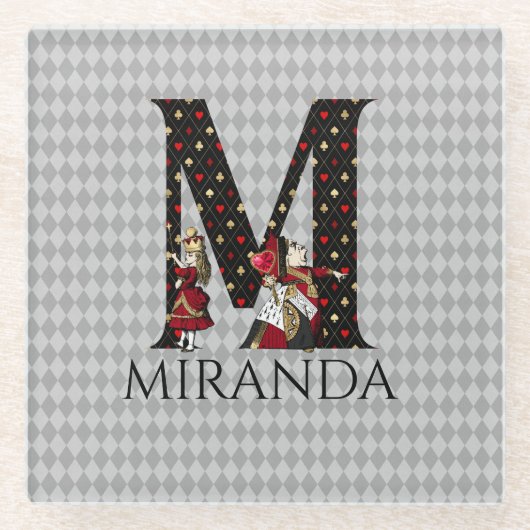 Wonderland Alice & Queen of Hearts Letter M Glasuntersetzer (Vorderseite)