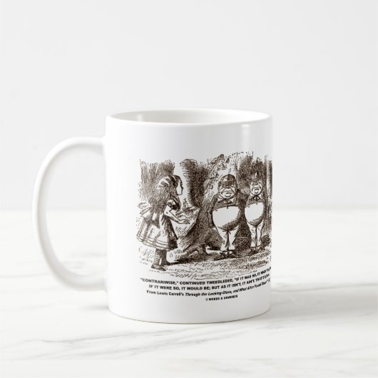 Wonderland Alice Tweedledum Tweedledee Logic Qte Kaffeetasse (Links)