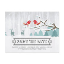 Wonderland Birds Deer Winter Wedding Save the Date