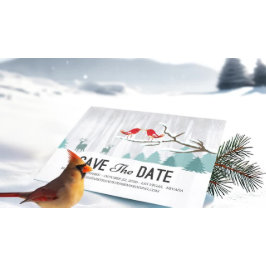 Wonderland Birds Deer Winter Wedding Save the Date Ankündigungspostkarte