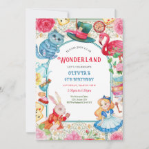 Wonderland Birthday Einladung