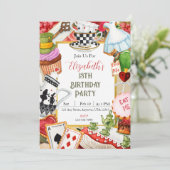 Wonderland Birthday Invite Einladung (Stehend Vorderseite)