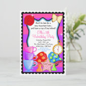 Wonderland Birthday Party Einladung (Stehend Vorderseite)