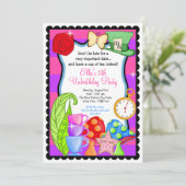 Wonderland Birthday Party Einladung (Stehend Vorderseite)